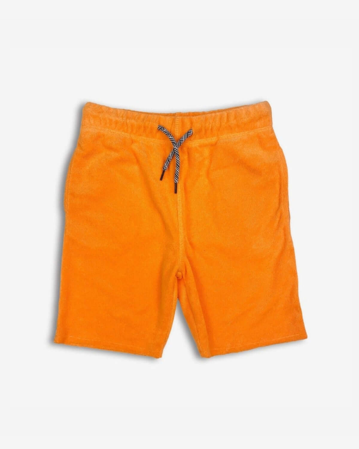 Vibrant orange Terry Camp Shorts for kids, combining comfort and style for fun back-to-school adventures!
