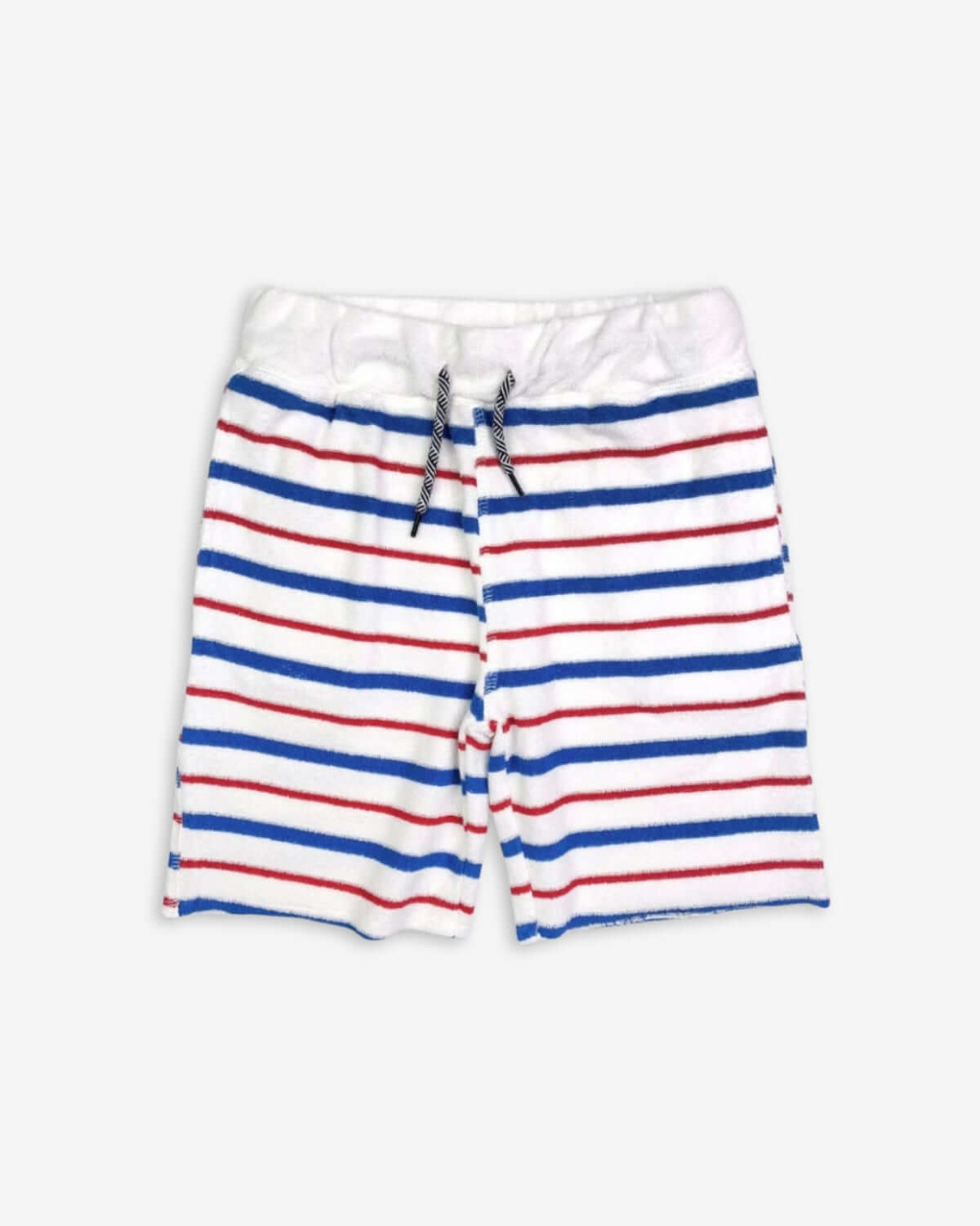 USA Terry Camp Shorts with red and blue stripes, perfect for a stylish summer look.
