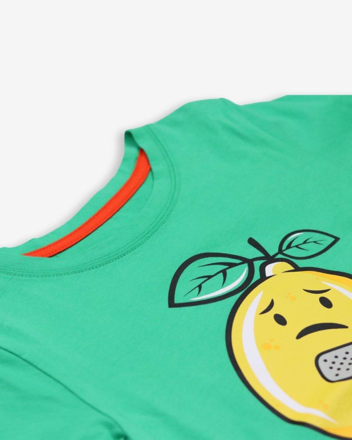 Lemon Aid Graphic Tee featuring Lenny the Lemon with a sad face, perfect for trendy kids' back to school outfits.