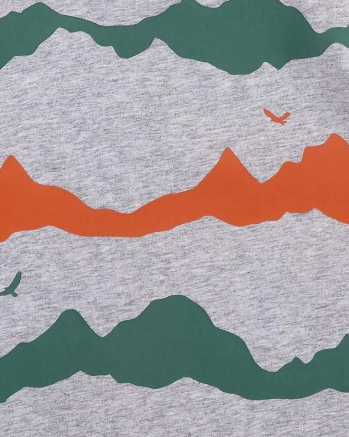Bold mountain graphics in vibrant orange and green on a cozy kids' tee, perfect for adventurous spirits!