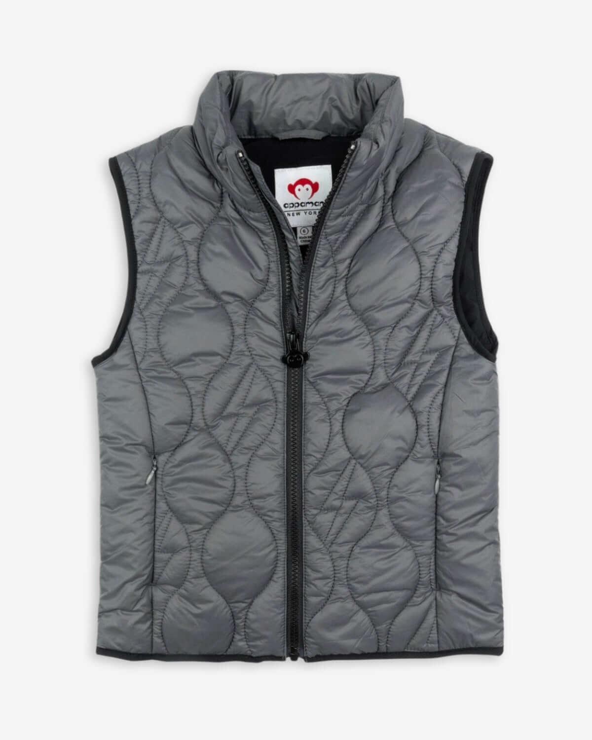 Chic iron packable vest with wave quilting, ideal for stylish kids' outfits, perfect back-to-school layering!