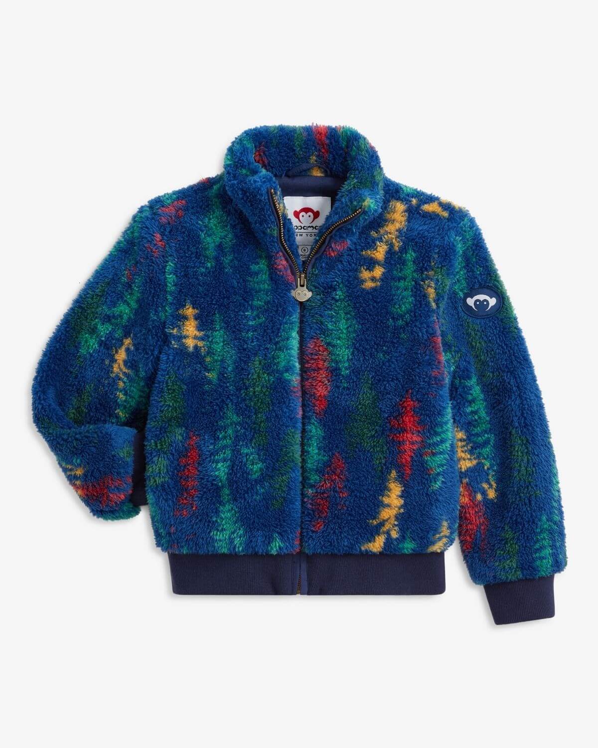 Cozy Wilderness Woodland Jacket for kids, featuring a colorful forest pattern and perfect for outdoor adventures.