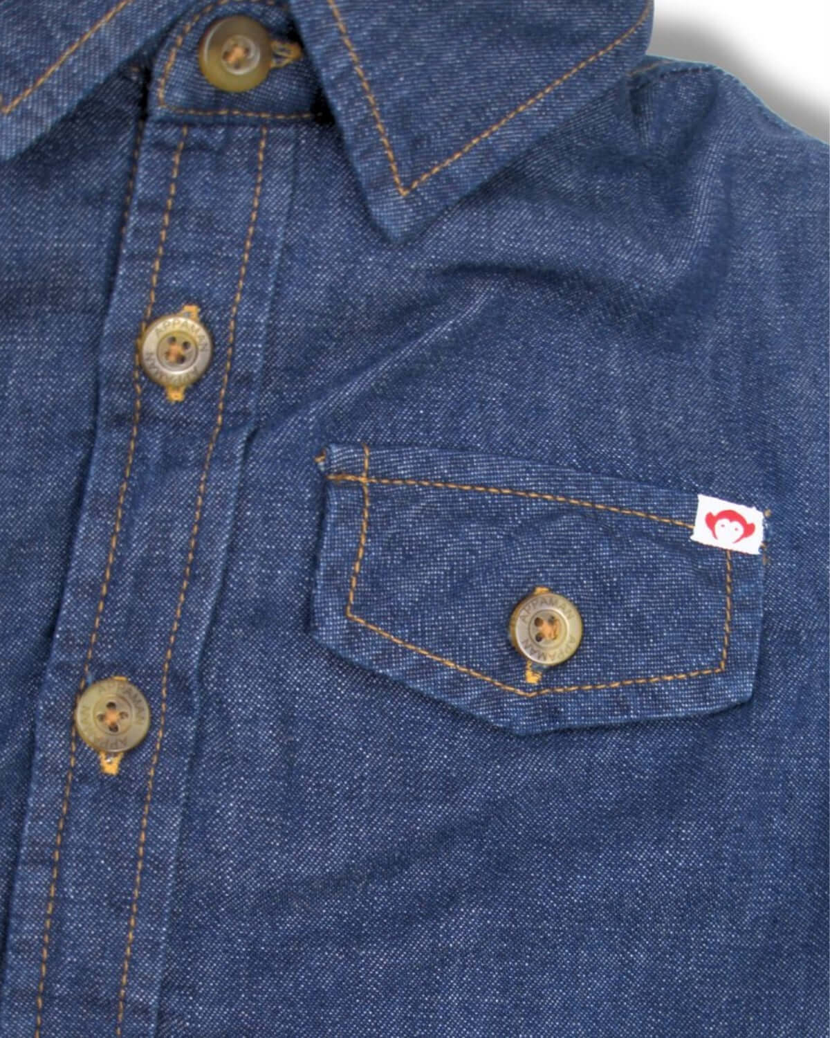 Stylish denim blue shirt for kids with cozy pockets, perfect for back to school adventures! High quality & durable.