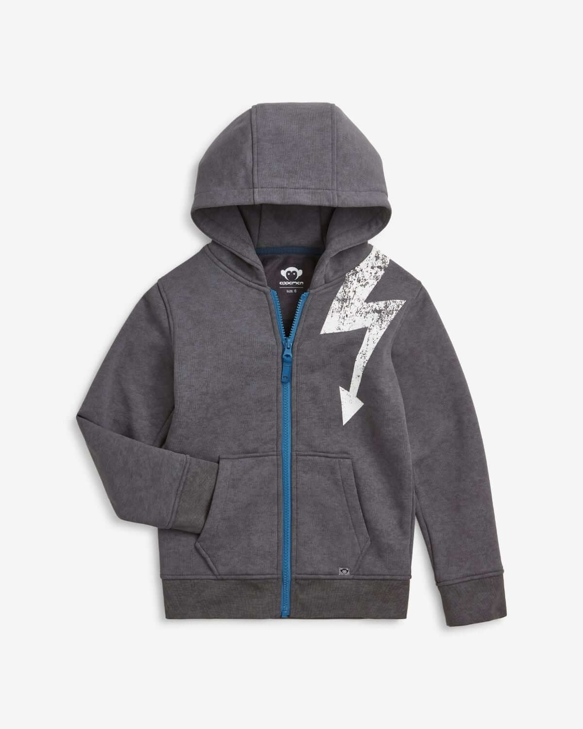 Washed Grey Strivers Hoodie with cool lightning design, perfect for stylish kids' comfort and back to school adventures!