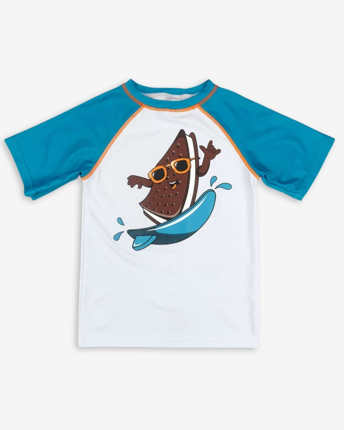 Ice Cream Sandwich Rash Guard featuring a fun ice cream sandwich graphic perfect for beach and water activities.