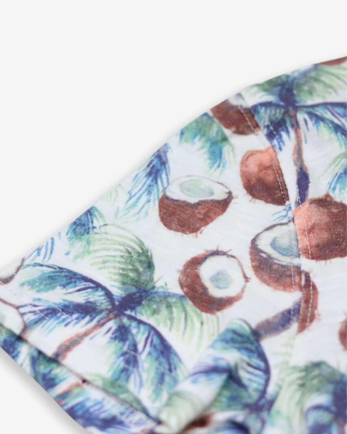 Vibrant coconut and palm leaf print on a soft Henley, perfect for stylish kids' outfits and fun family days!