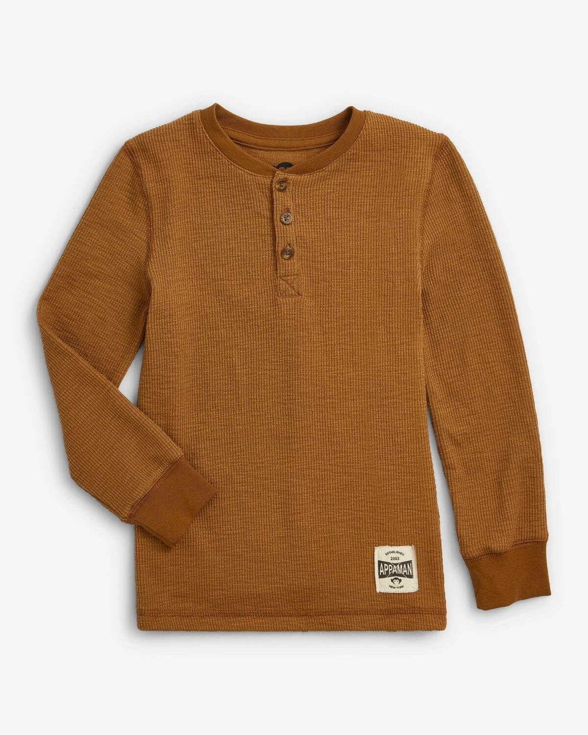 Kids' British Khaki thermal Henley—stylish warmth for school days, made for maximum comfort and quality playtime!