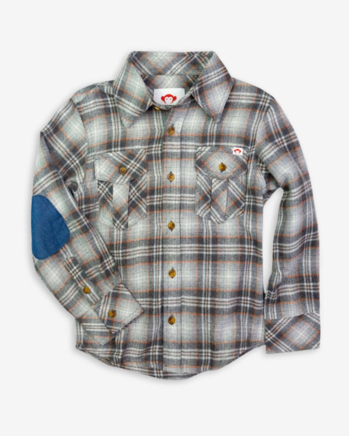 Grey/Orange Plaid Flannel Shirt by Appaman, featuring a cozy design and stylish elements for boys.