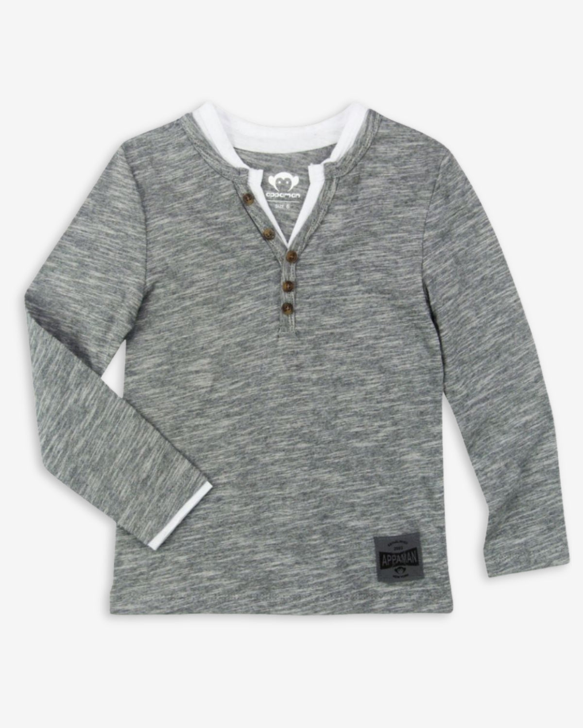 Stylish grey stripe Camden Henley for kids, perfect for school outings and playful adventures in high-quality comfort.
