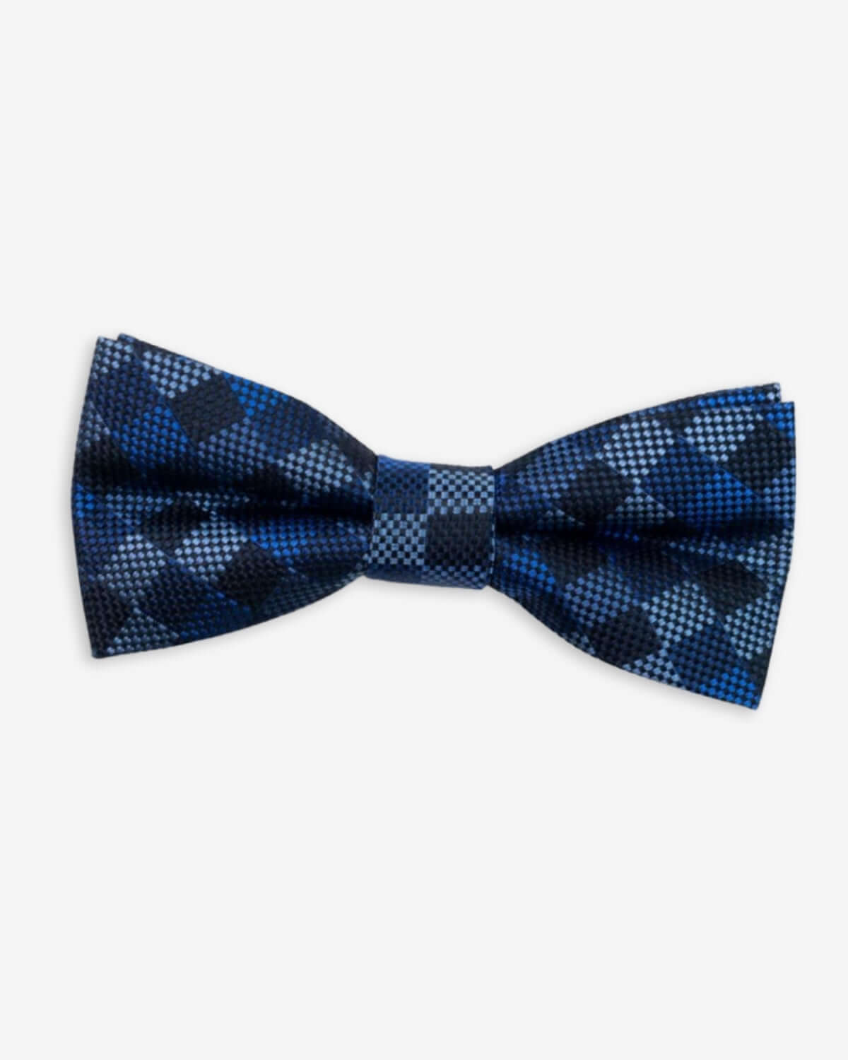 Stylish navy check bow tie for kids, crafted from 100% silk, perfect for adding charm to any outfit.