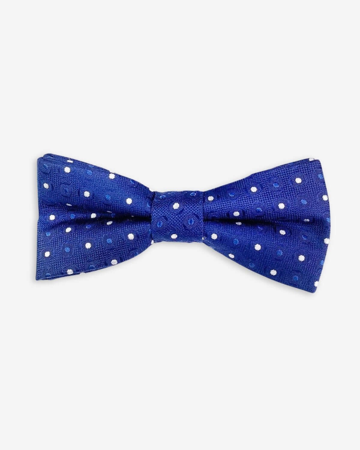 Stylish blue polka dot bow tie, perfect for dapper kids to shine in school photos or parties! High-quality silk, playful elegance.