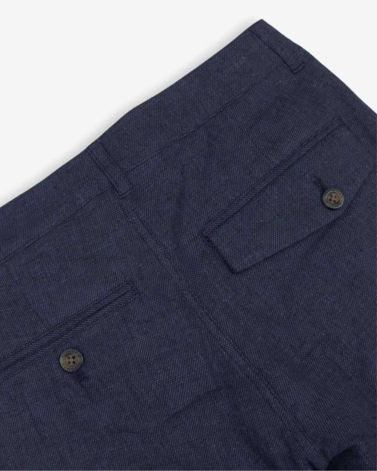 Back view of stylish Blue Nights Linen Trouser Short with pocket details—durable kids clothes for adventurous little ones.