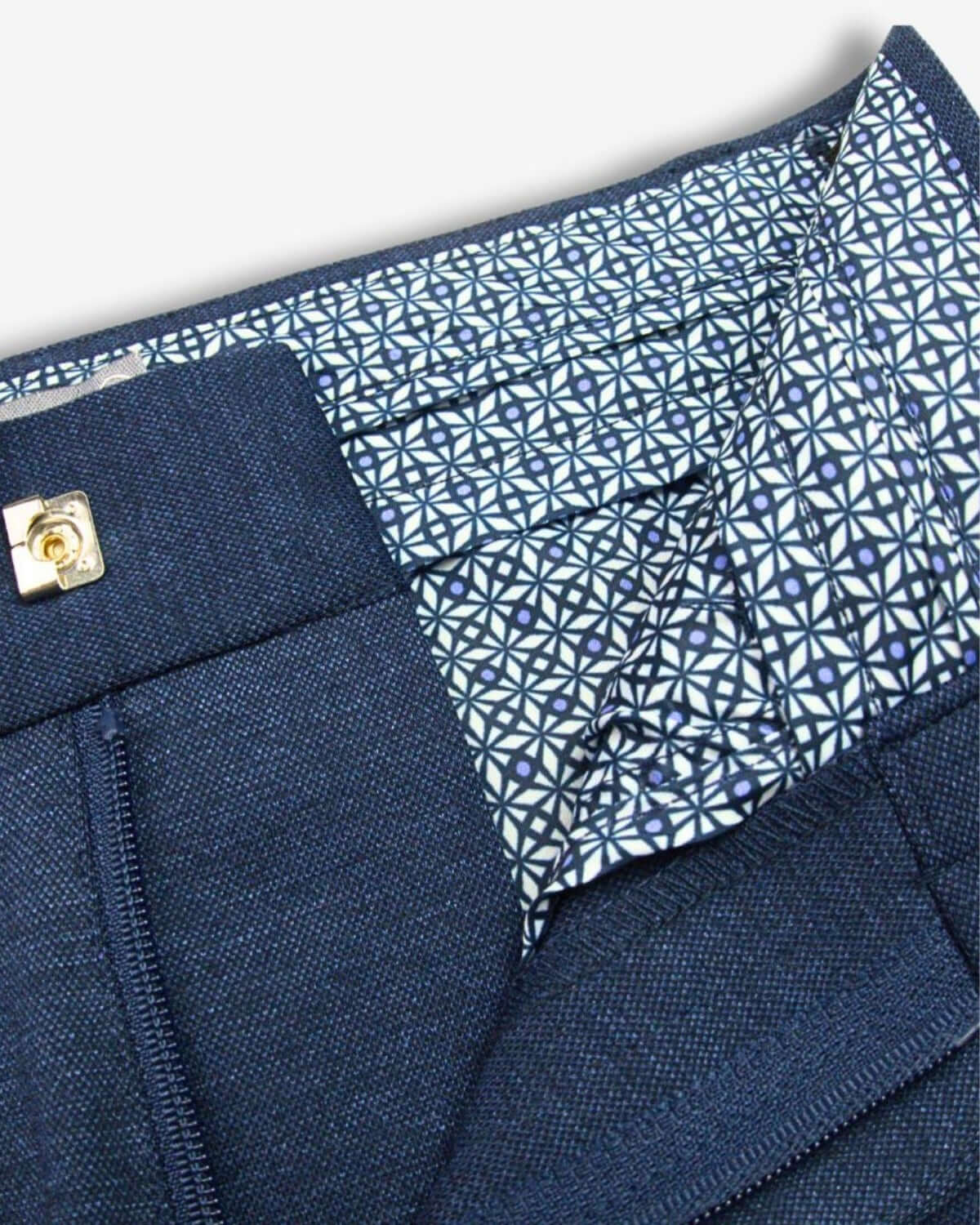 Blueprint Stretchy Suit Pants interior details showcasing pattern and quality fabric.