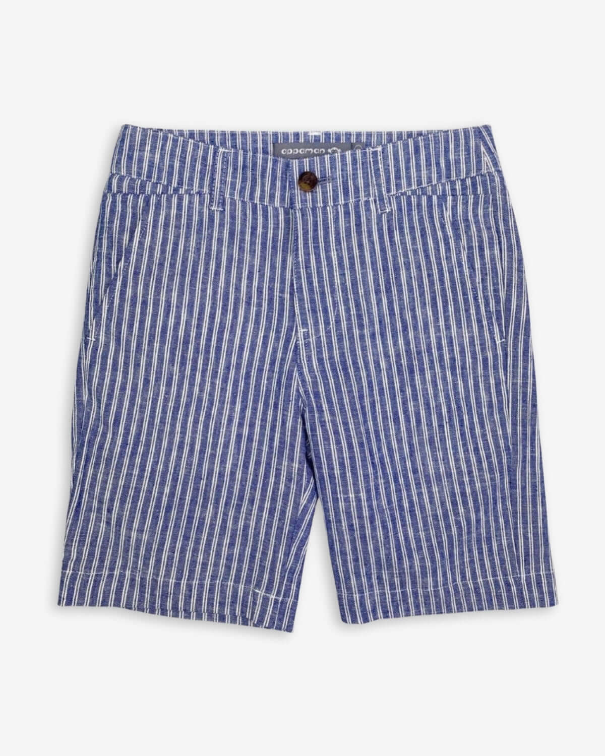 Stylish Cabana Stripe Trouser Shorts in blue stripes—great choice for kids' summer fun and back-to-school adventures!