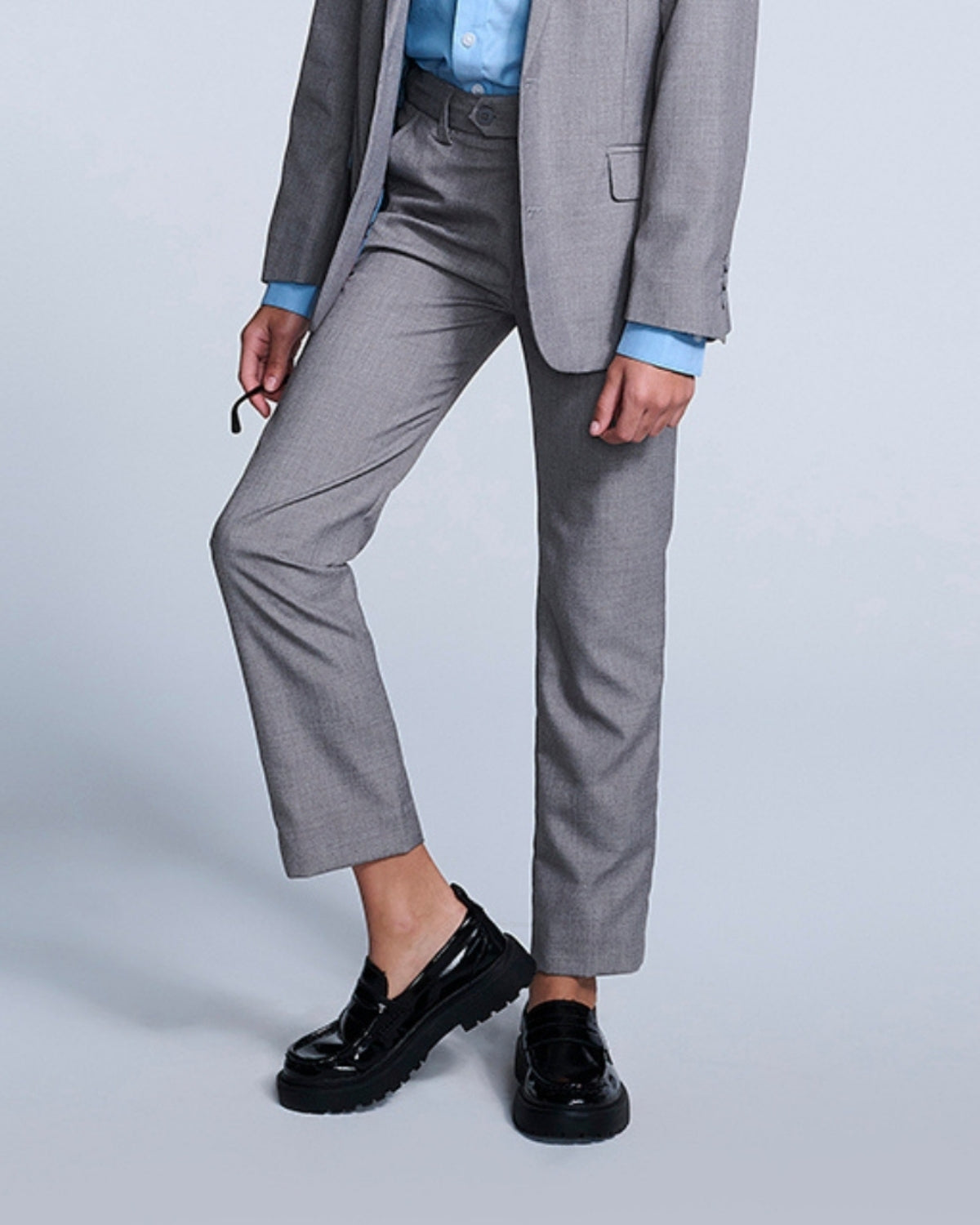Modern slim-cut Mist Suit Pants in gray, perfect for young gents who mean business in style!