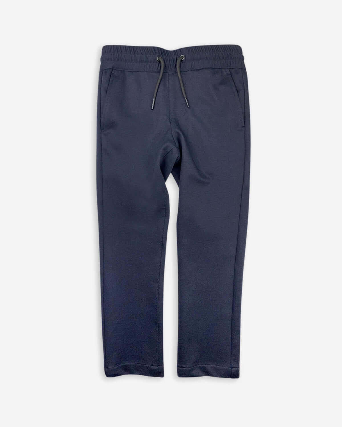 Navy Blue Everyday Stretch Pants featuring a functional drawstring and sturdy pockets for versatile style.