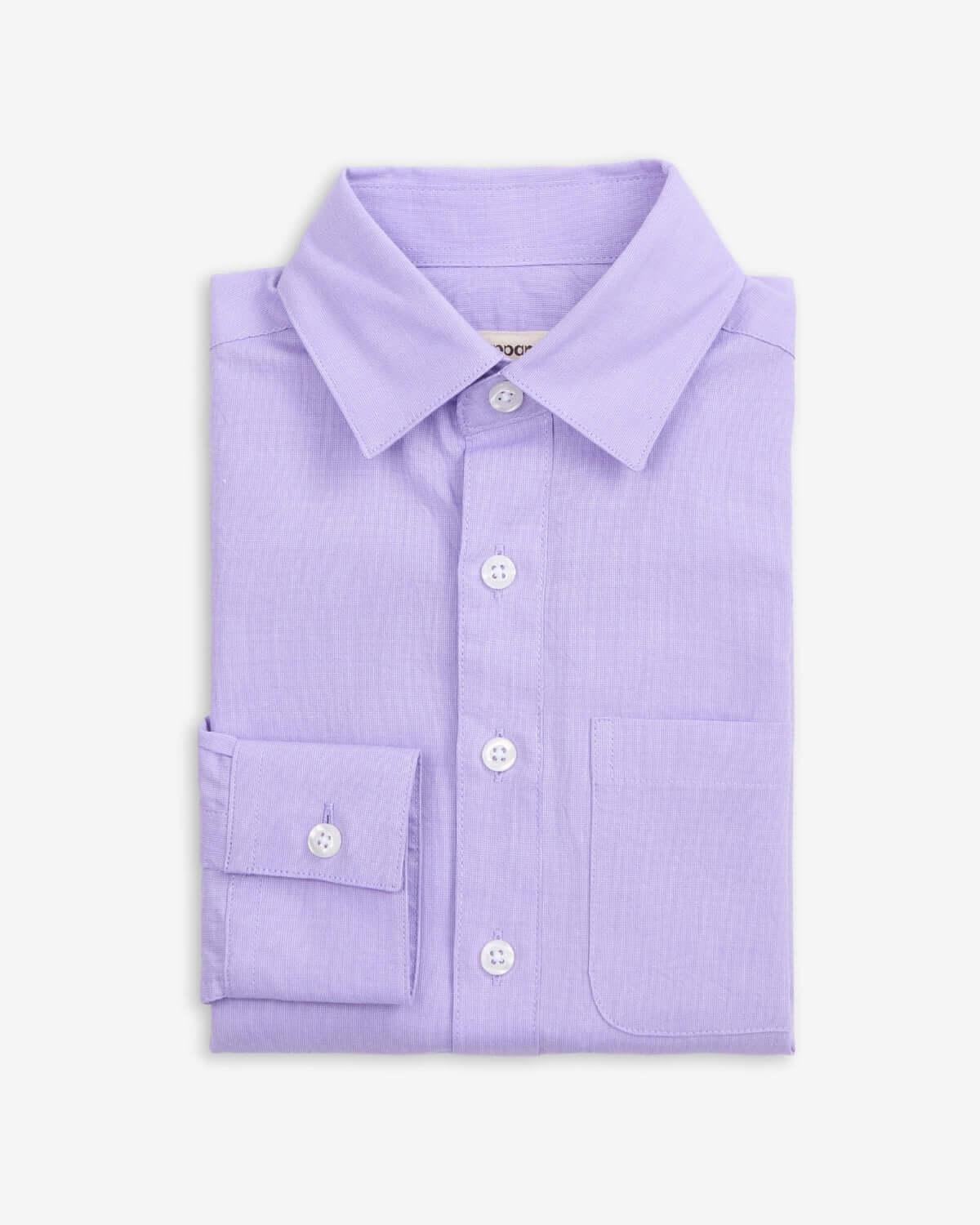 Lavender Purple Standard Button Down dress shirt folded neatly for boys, showcasing its classic design and soft fabric.