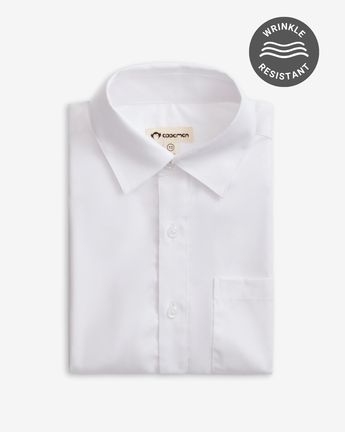Premium white boys dress shirt, wrinkle-resistant, a stylish staple for kids' back-to-school wardrobe.
