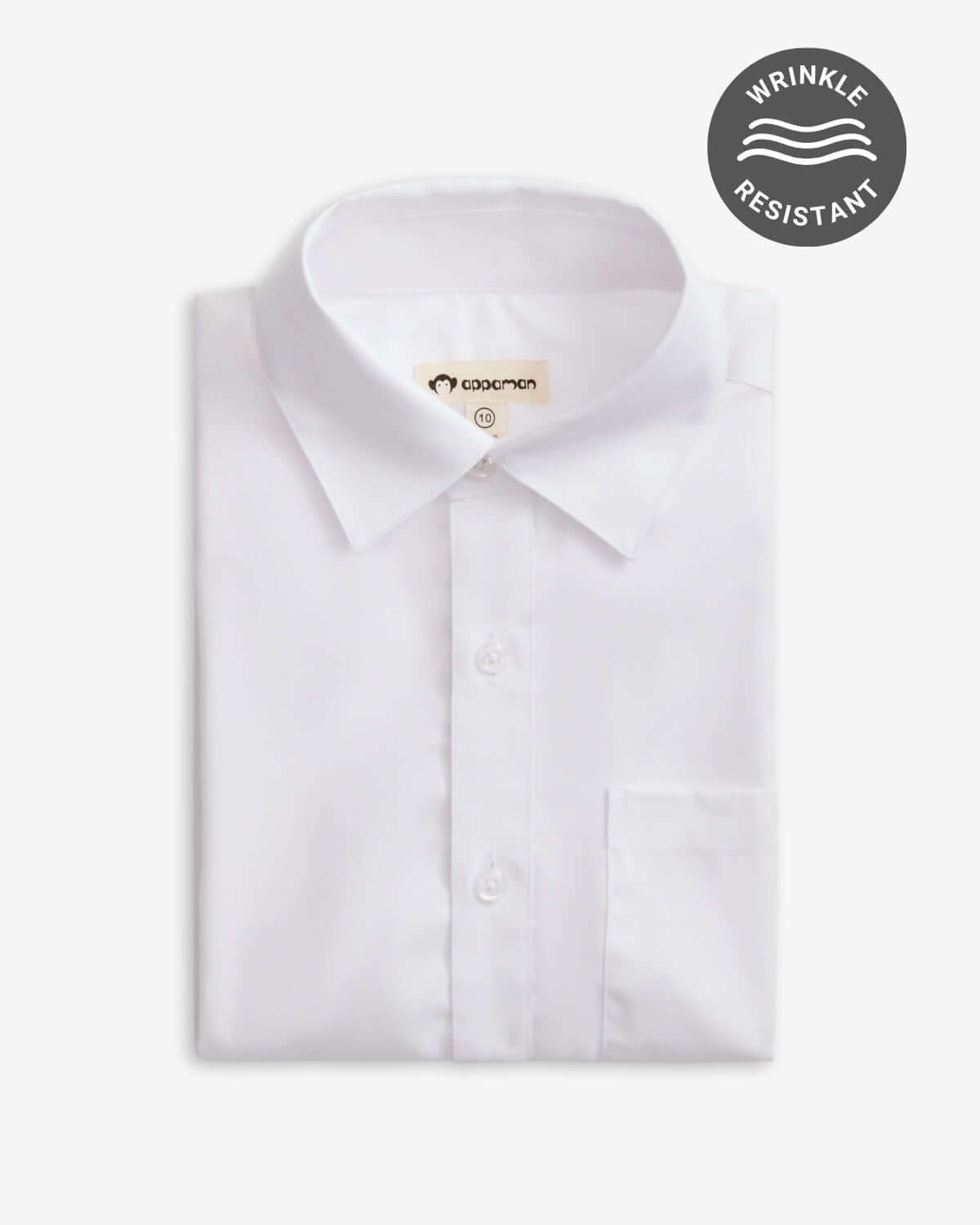 Premium white boys dress shirt, wrinkle-resistant, a stylish staple for kids' back-to-school wardrobe.