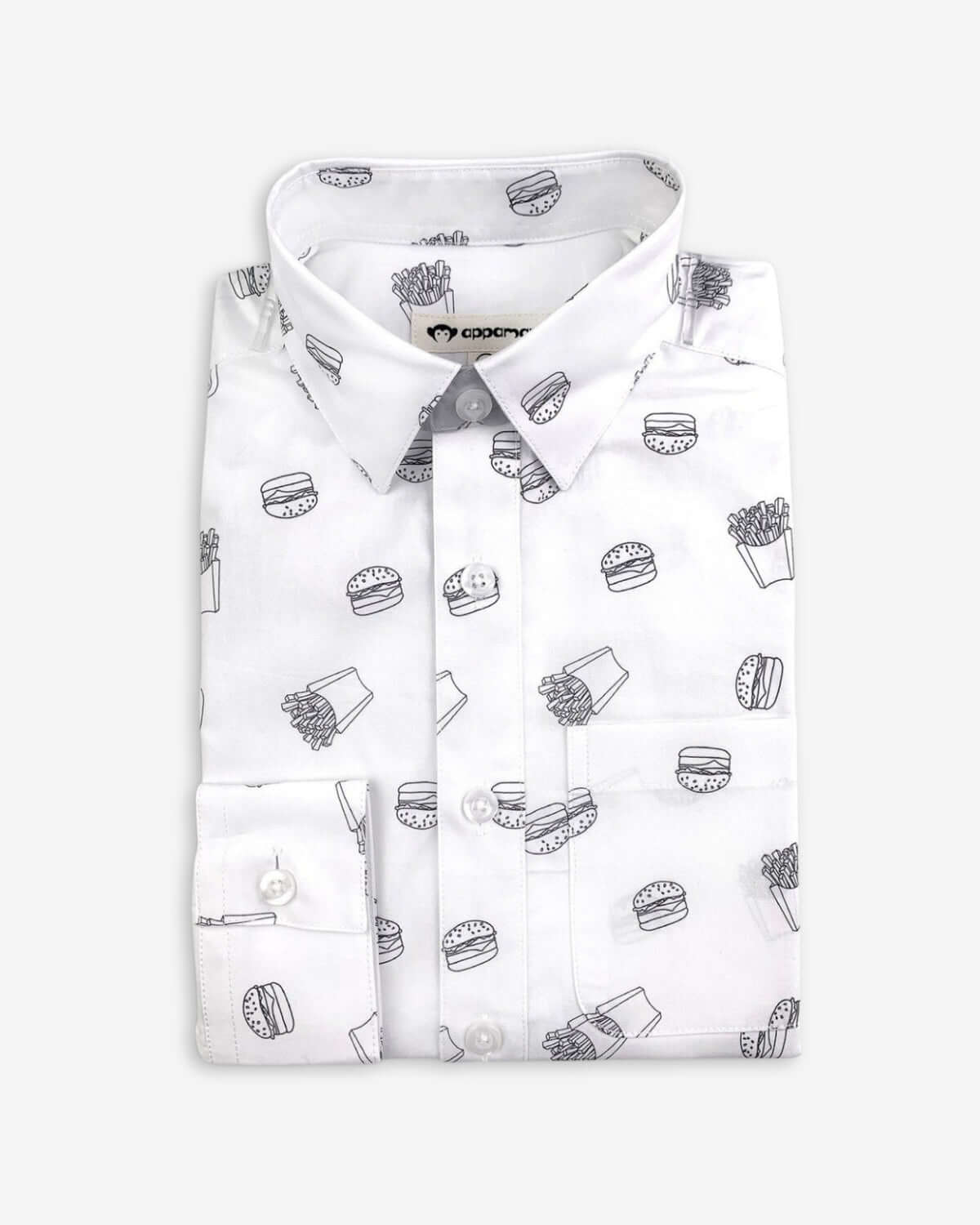 Fun burger and fries print shirt, stylish kids clothes, perfect for back to school adventures!