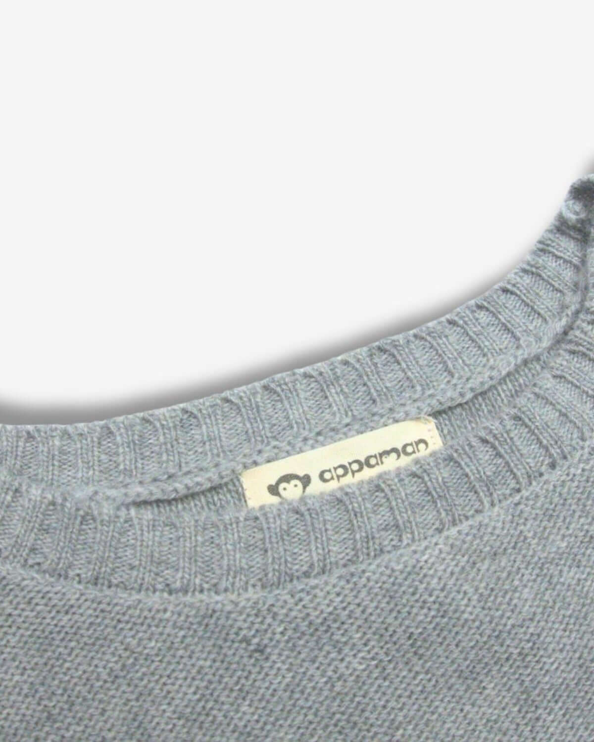Stylish Grey Ombre Kos Sweater collar detail—perfect for boys or girls. High-quality, durable kids clothes for winter fun!