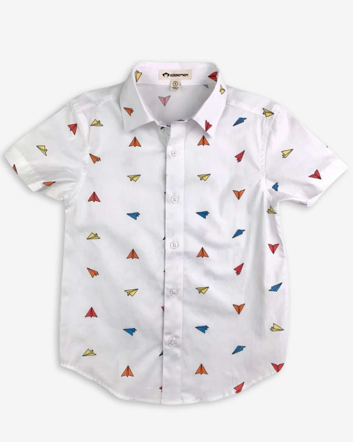 Vibrant Paper Planes Day Party Shirt for boys—stylish, breathable kids clothes for memorable celebrations!