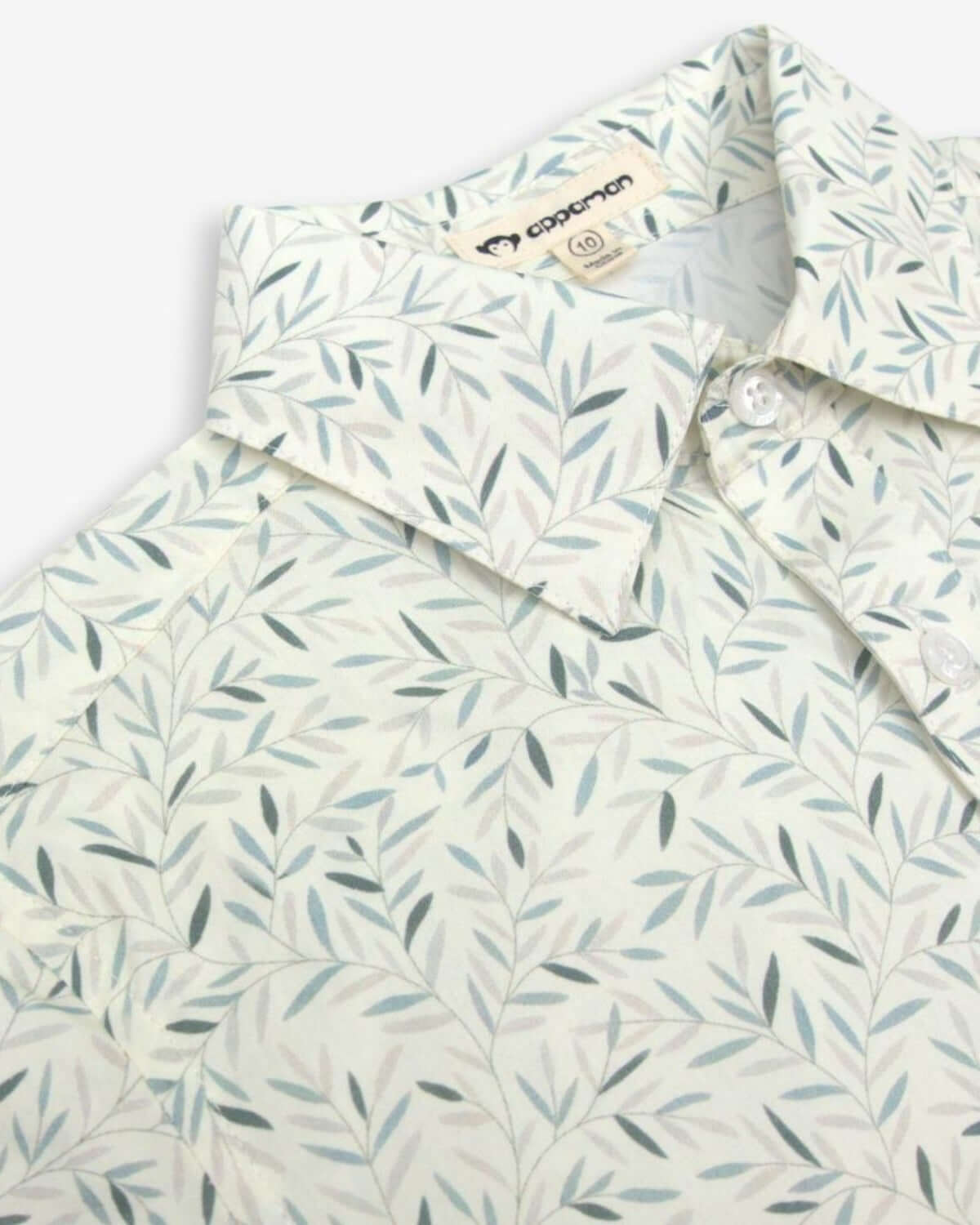 Stylish Micro Greens shirt for kids, featuring a playful leaf pattern—perfect for dressy days and family fun!