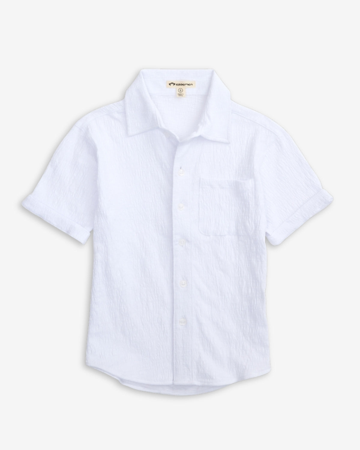 White Beach Shirt for kids, crafted from breathable fabric, perfect for summer outings and beach adventures.