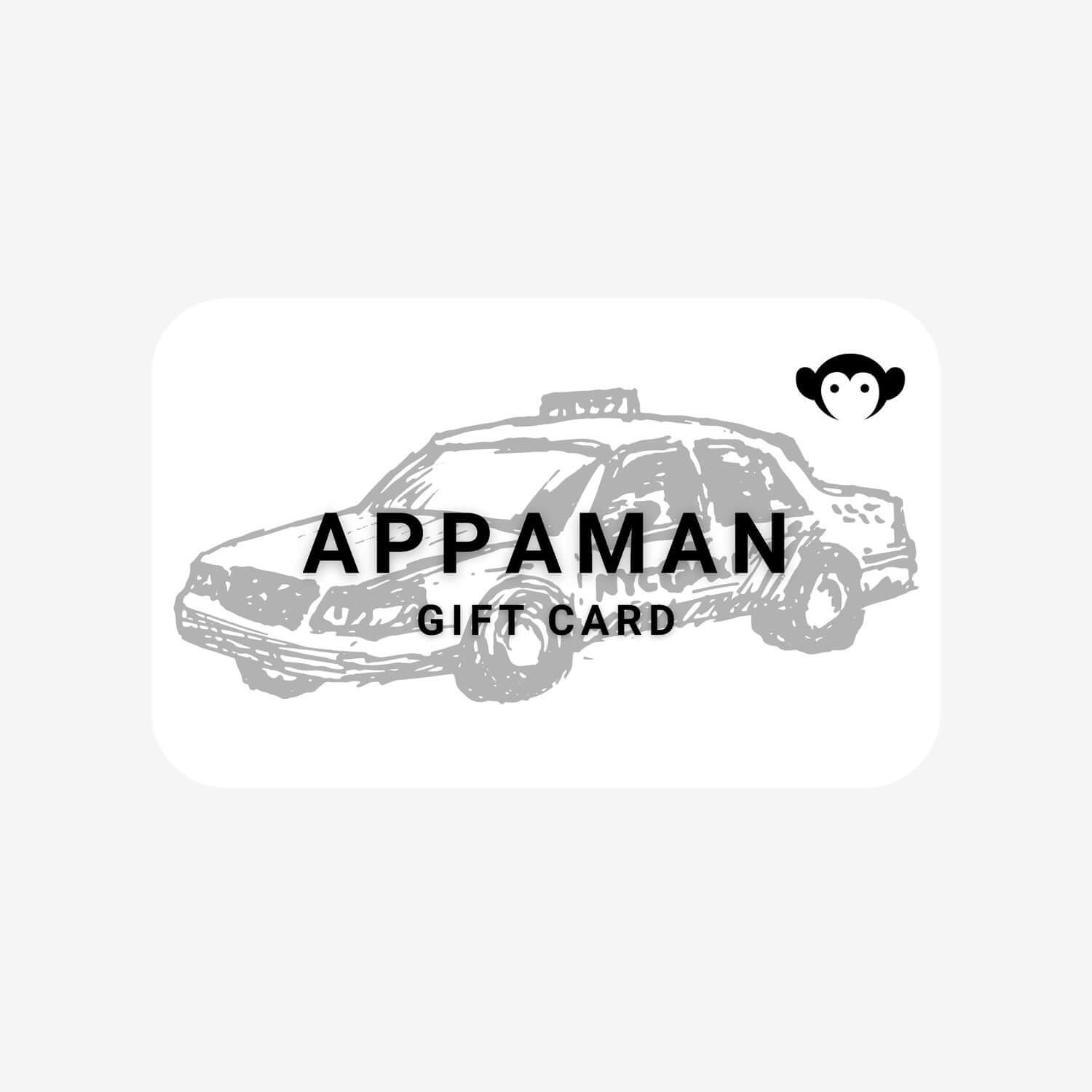 Appaman Gift Card featuring a sketch of a taxi cab, perfect for gifting to stylish kids.