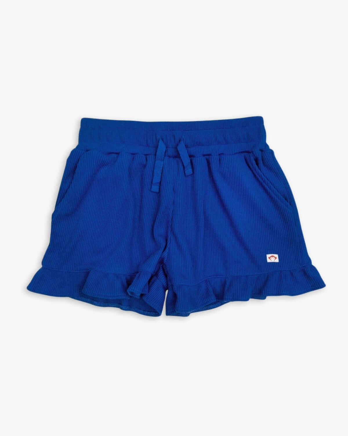 Cobalt Blue Natalie Shorts for kids, featuring an adjustable waist and cozy pockets—cool style for summer adventures!