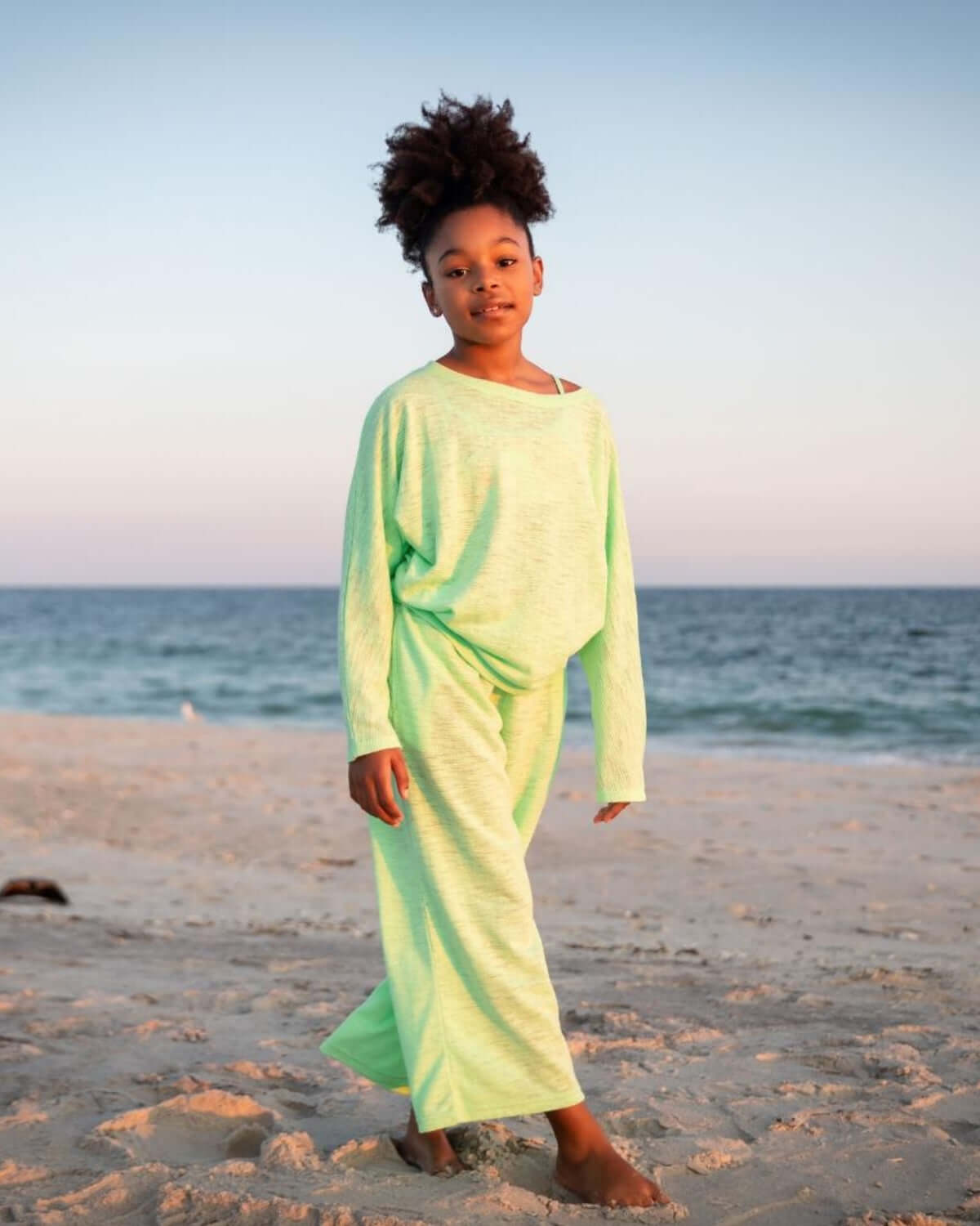 Mint Beach Pant for girls in trendy mint hue, perfect for beach outings and summer adventures.