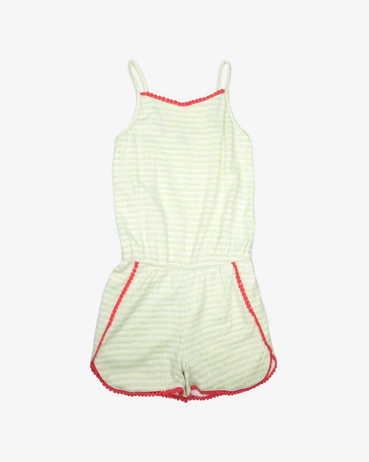 Light Green Stripe Novia Romper featuring a soft design with playful stripes and stylish details.