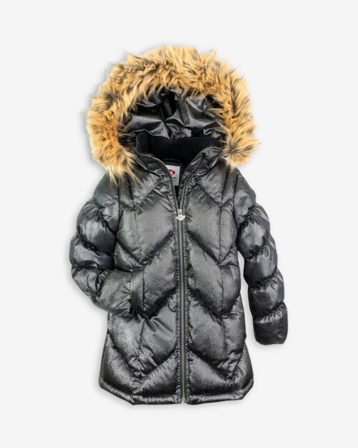 Stylish black puffer coat with faux fur hood—keep your girl warm and trendy this winter! High-quality kids clothes for back to school.