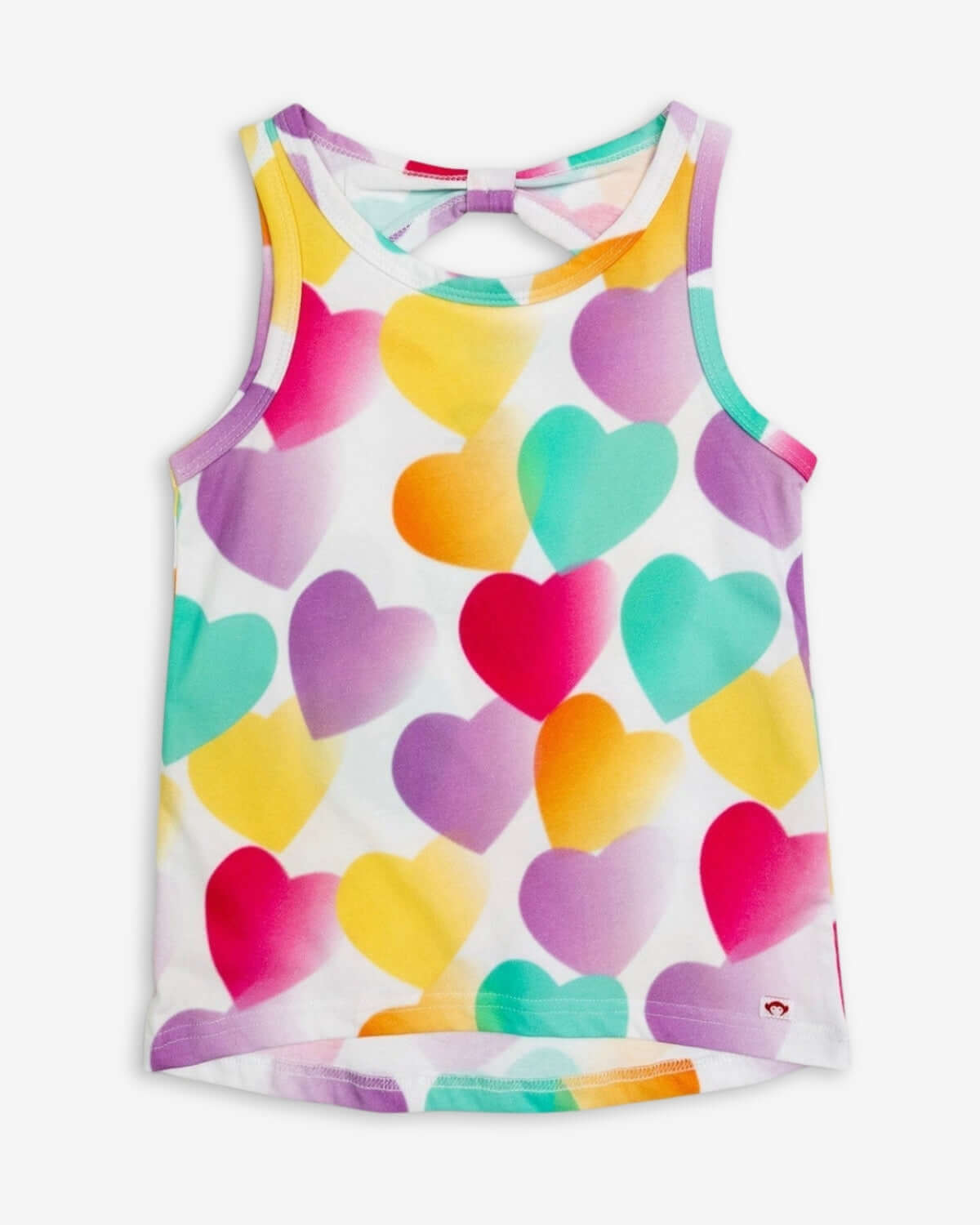 Vibrant Appaman tank top with playful heart patterns, perfect kids' fashion for sunny days and back-to-school charm.