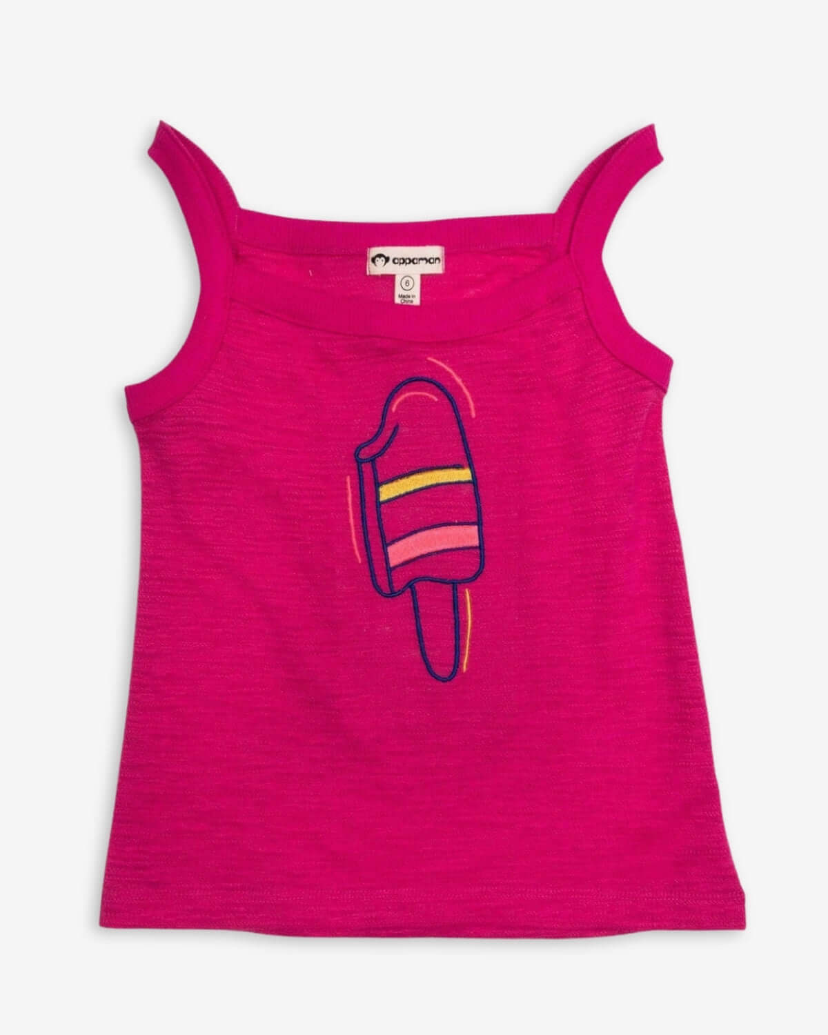 Vibrant pink Popsicle Hannah Tank—fun kids clothes for outdoor adventures and a stylish back-to-school look!