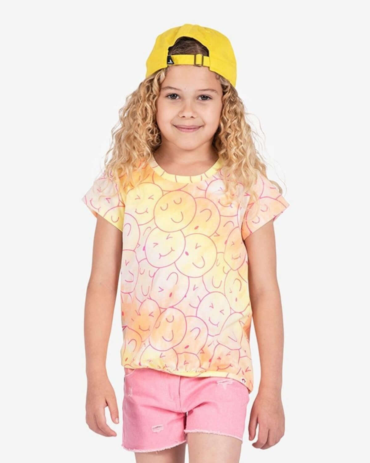 Colorful Spring Joy Callaway Tee with smiley faces, perfect for kids clothes, boys clothes, and girls clothes.