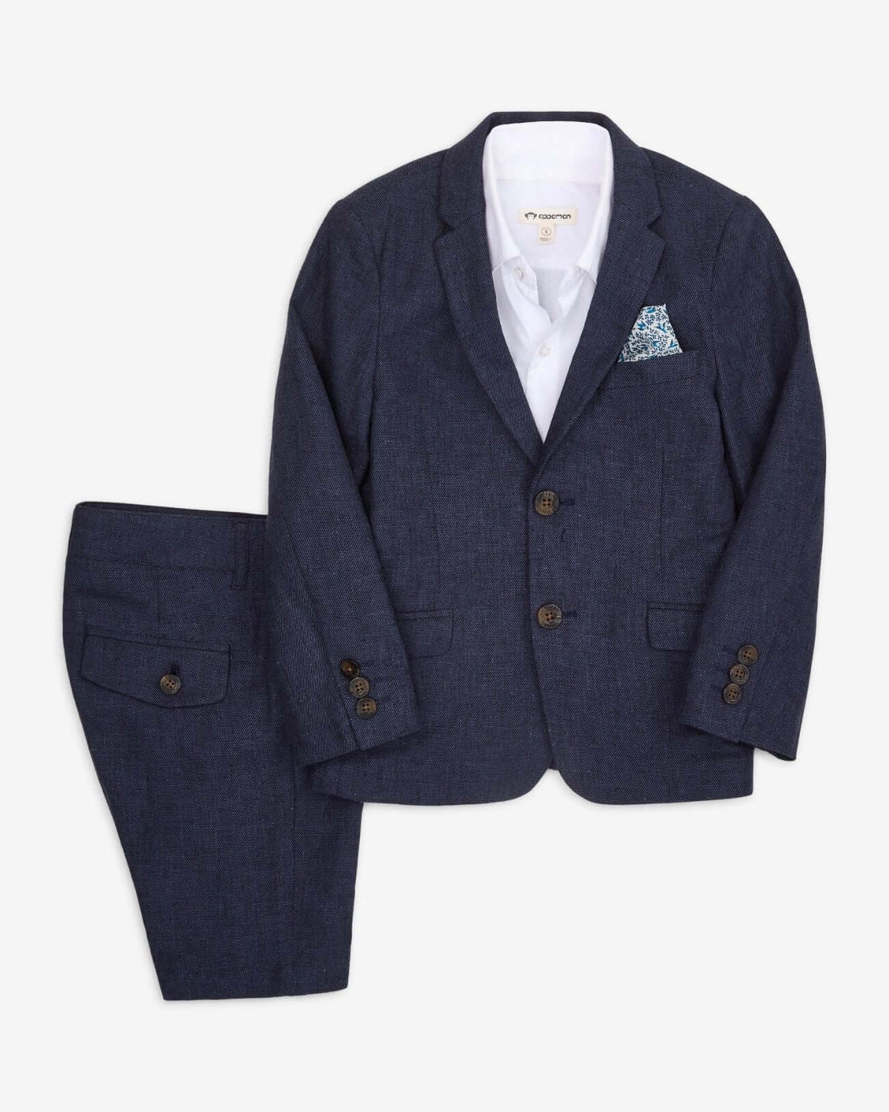 Stylish Blue Nights Linen Trouser Shorts Suit for kids—high-quality boys & girls clothes for back to school.