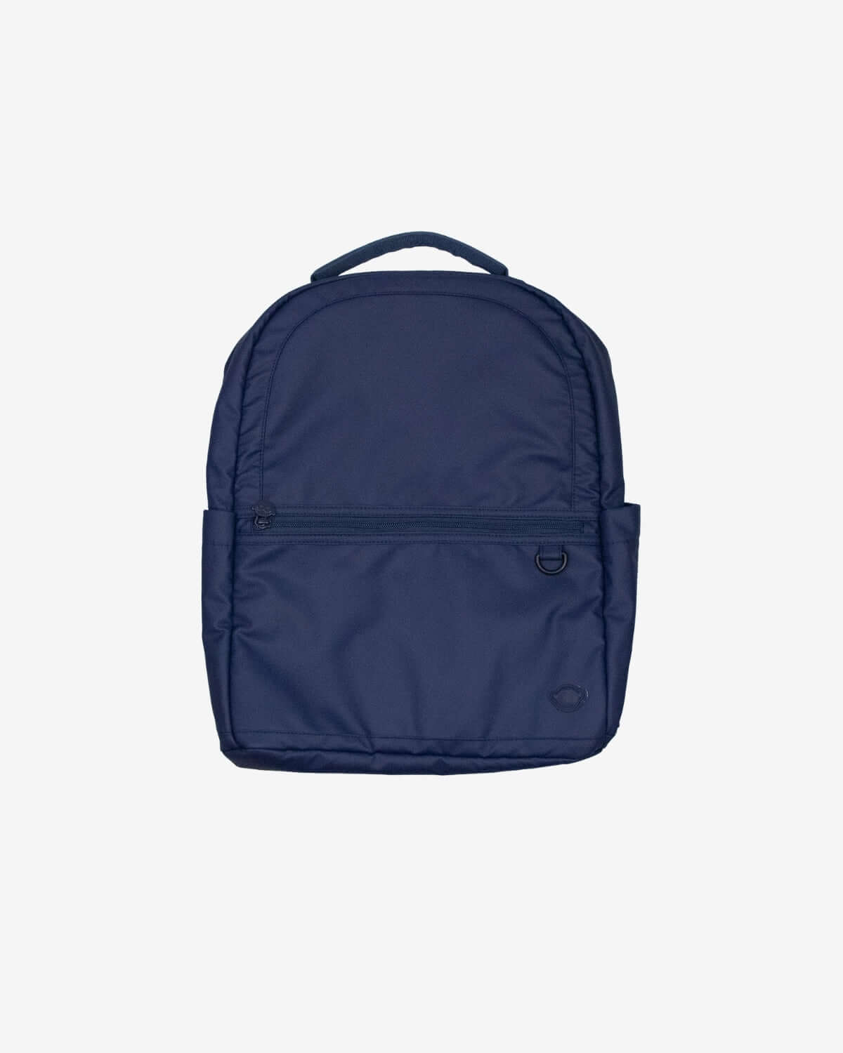 Navy blue backpack on a light gray background