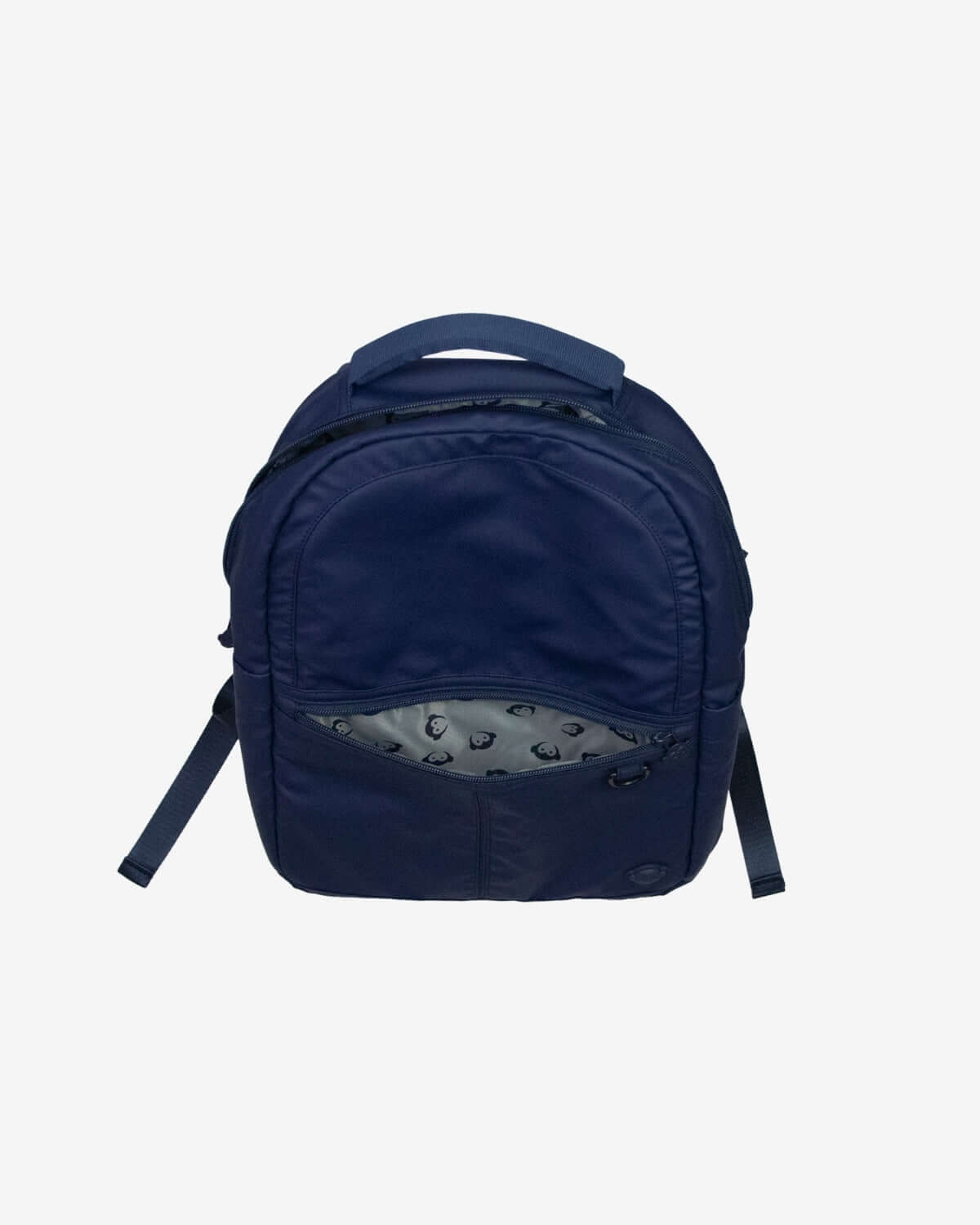 Navy blue backpack on a light gray background