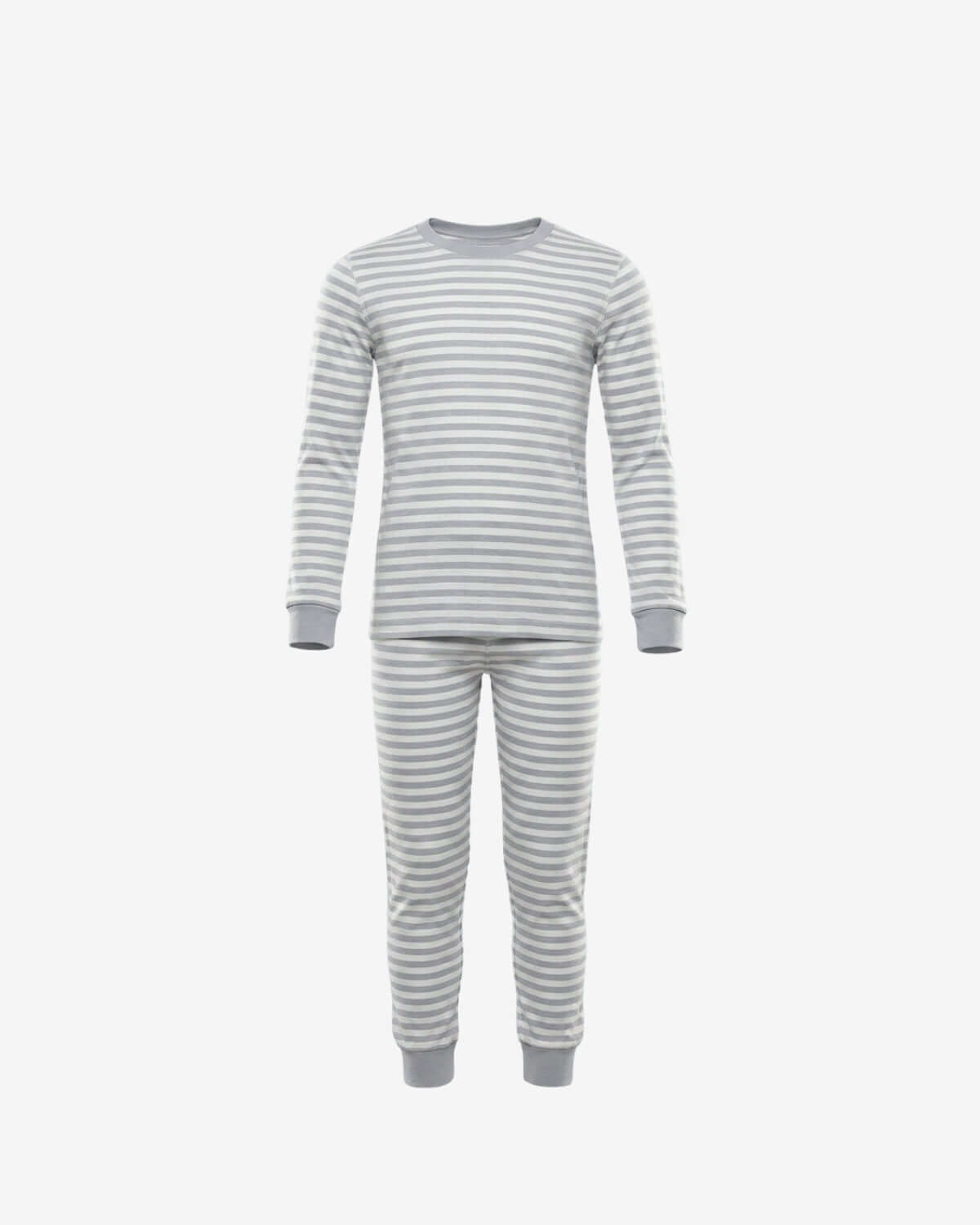 Striped pajama set on a white background