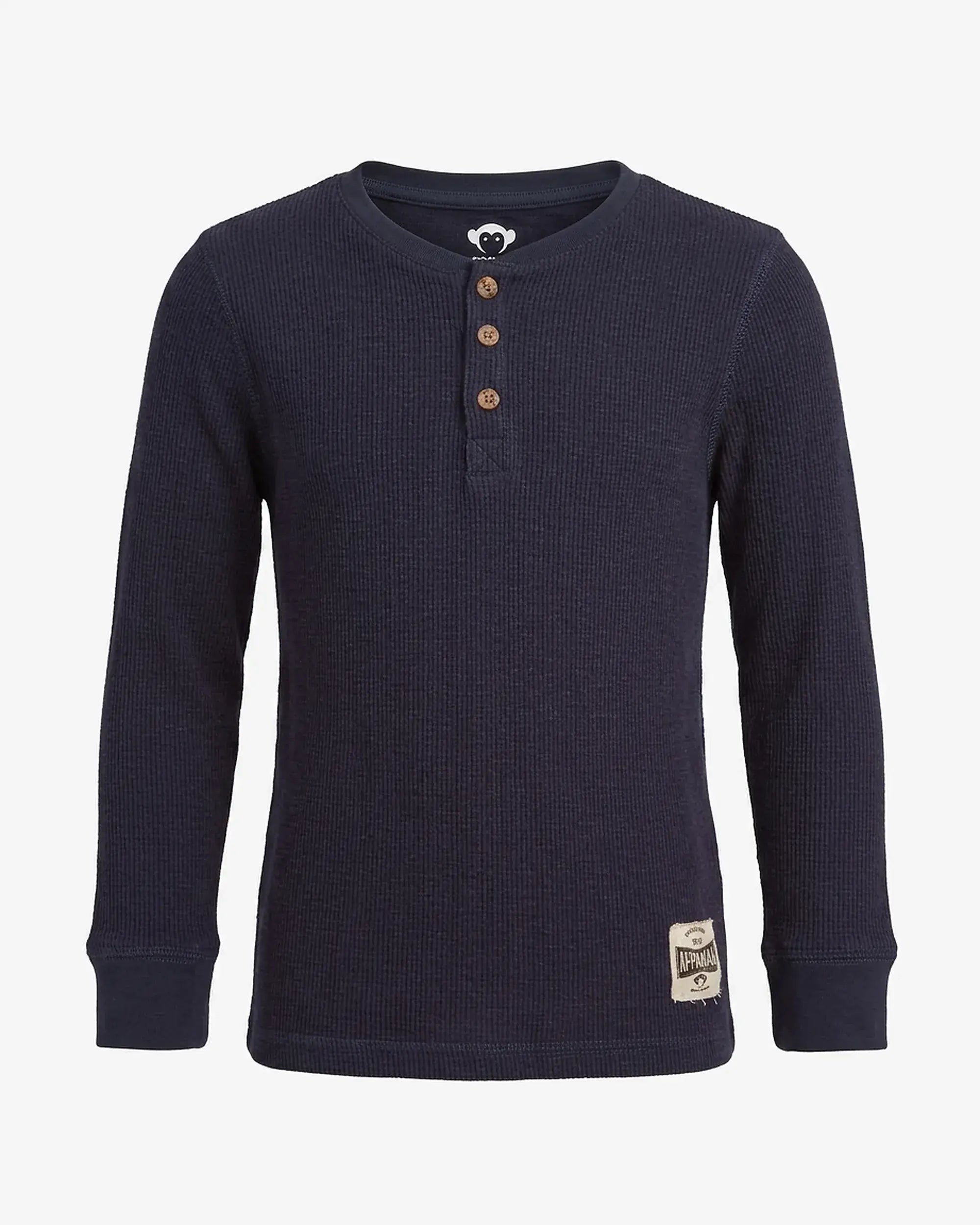 Navy Blue Craftsman Thermal Henley — front