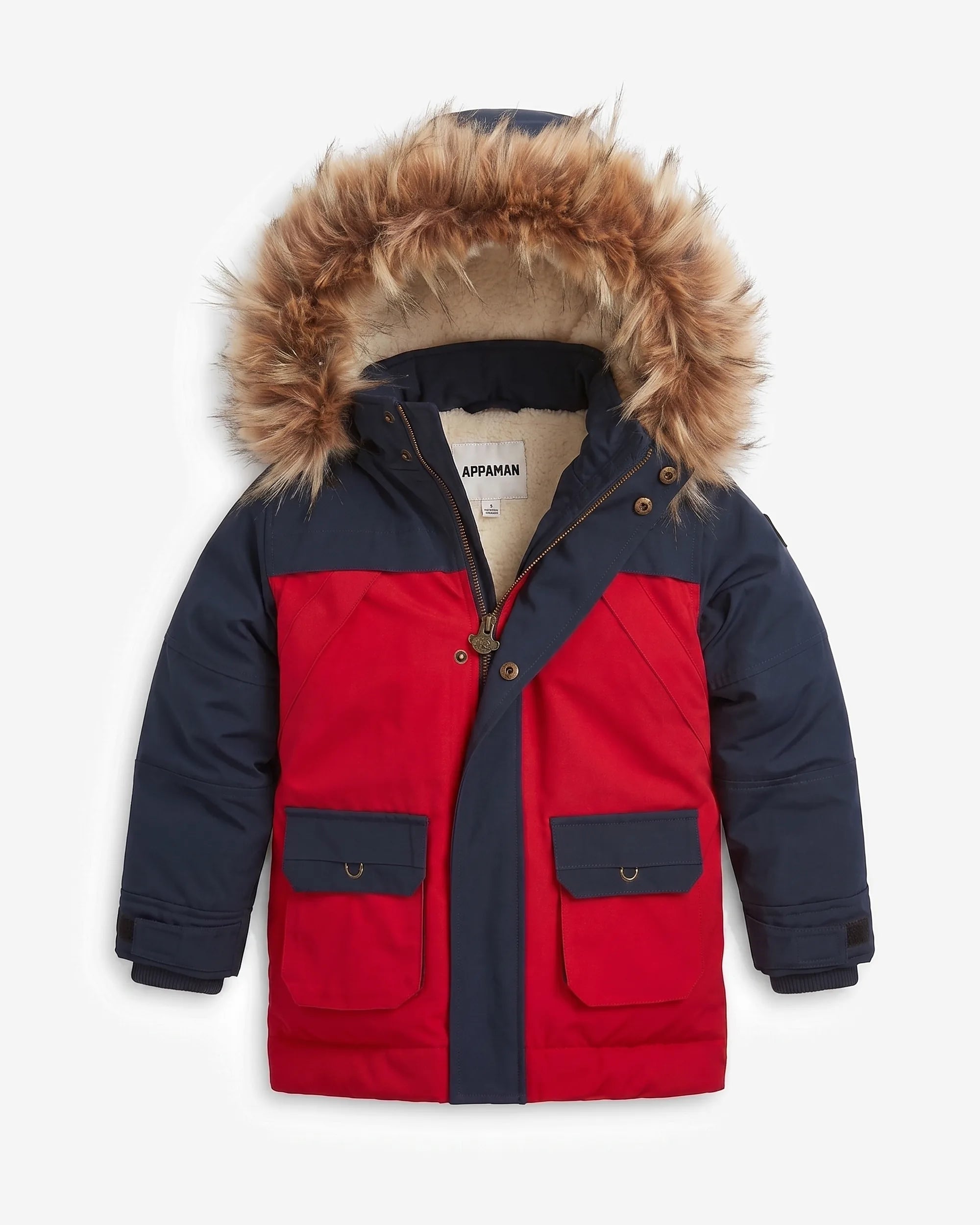 Navy Crimson Denali Down Coat — front