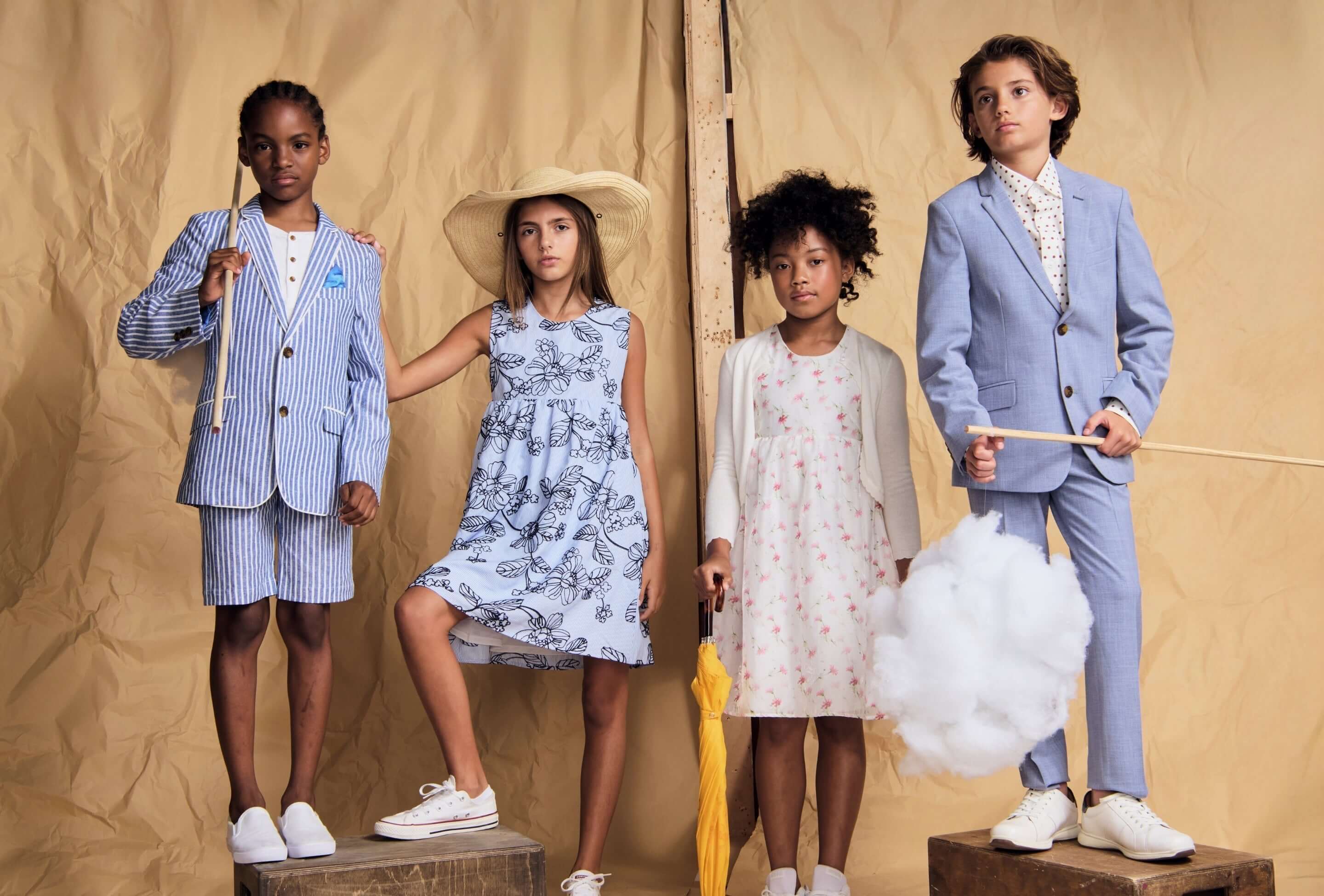SS26 LookBook showcasing kids' clothing high quality in stylish summer outfits.