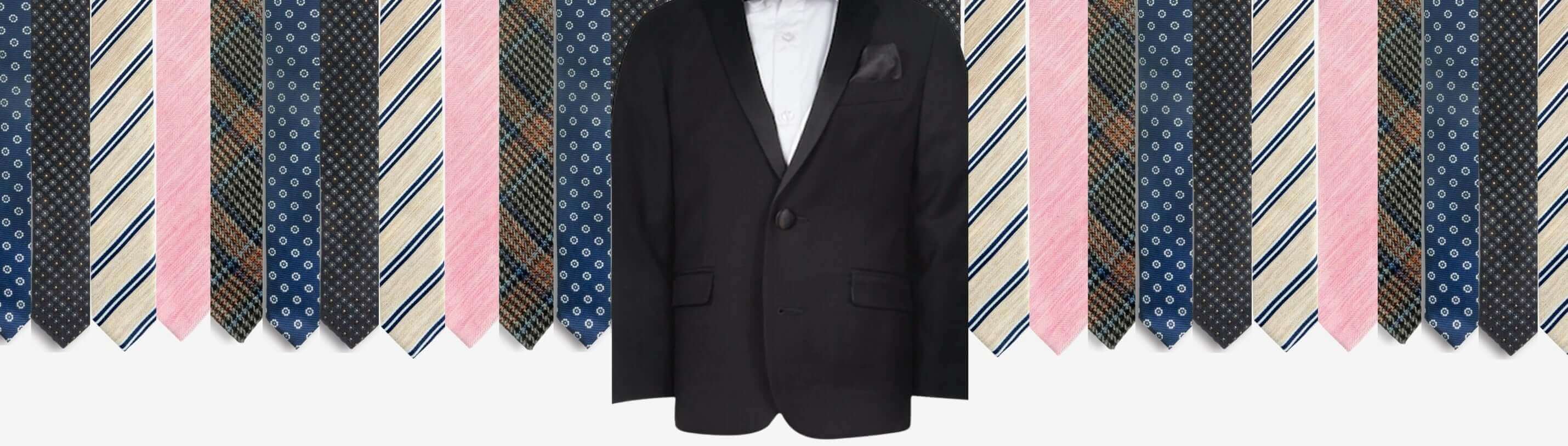 Stylish black suit paired with vibrant ties, showcasing chic options for kids' formal wear.