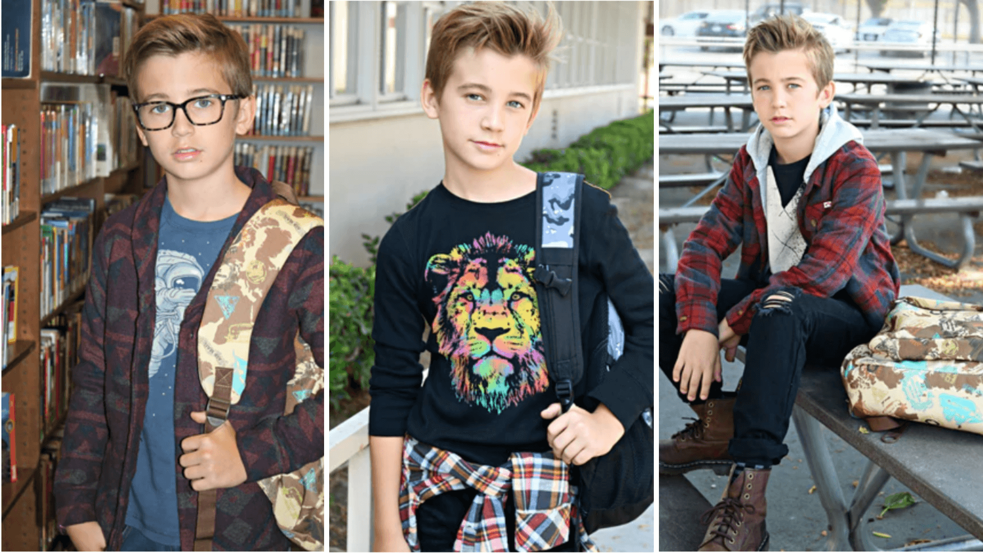 Parker Bates shows off trendy kid styles in stylish outfits perfect for back to school. Fun, bold, and ready to impress!