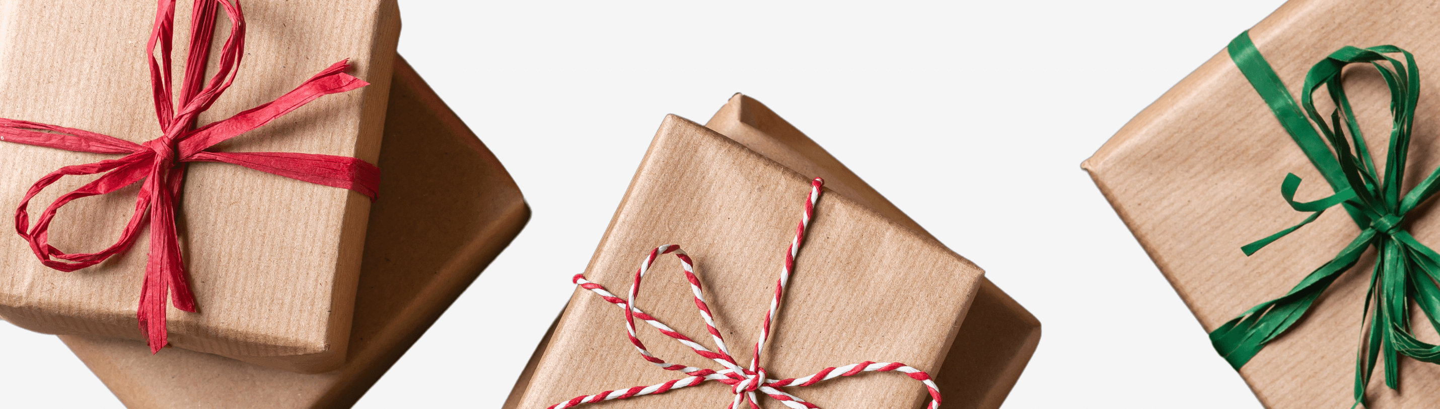 Playfully wrapped Christmas gifts with colorful ribbons, perfect for exciting holiday surprises for kids.