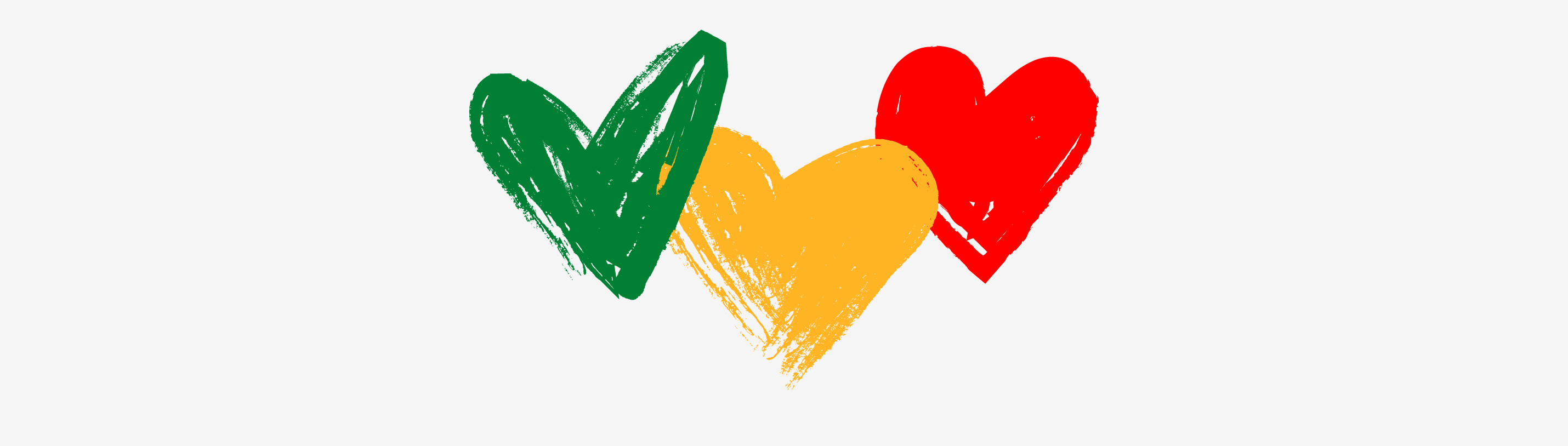 Colorful hearts in green, yellow, and red celebrating diversity and unity for Juneteenth.