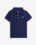 Navy Blue Fairbanks Polo featuring classic collar and signature monkey embroidery.