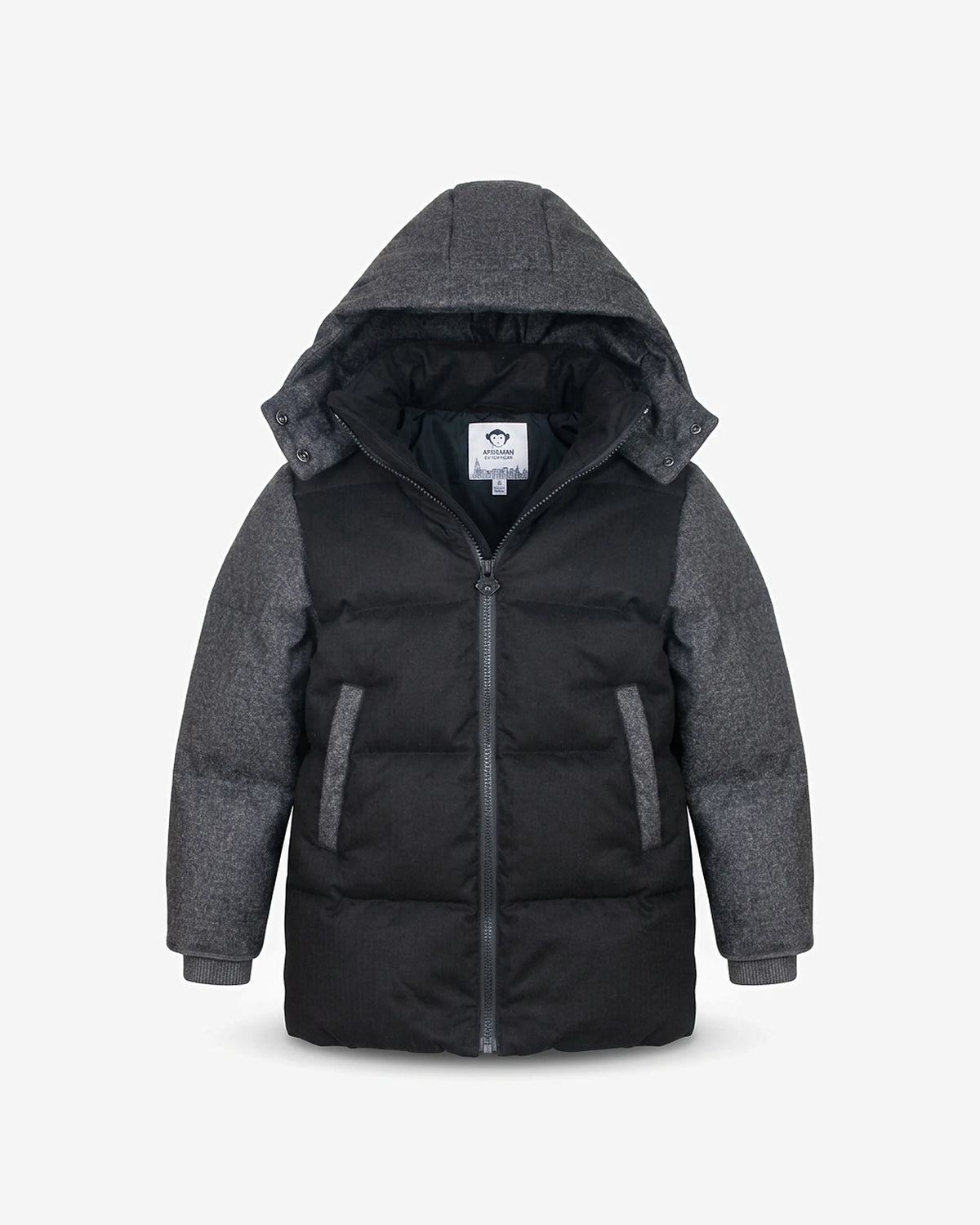 Charcoal Park Ave Long Puffer — front