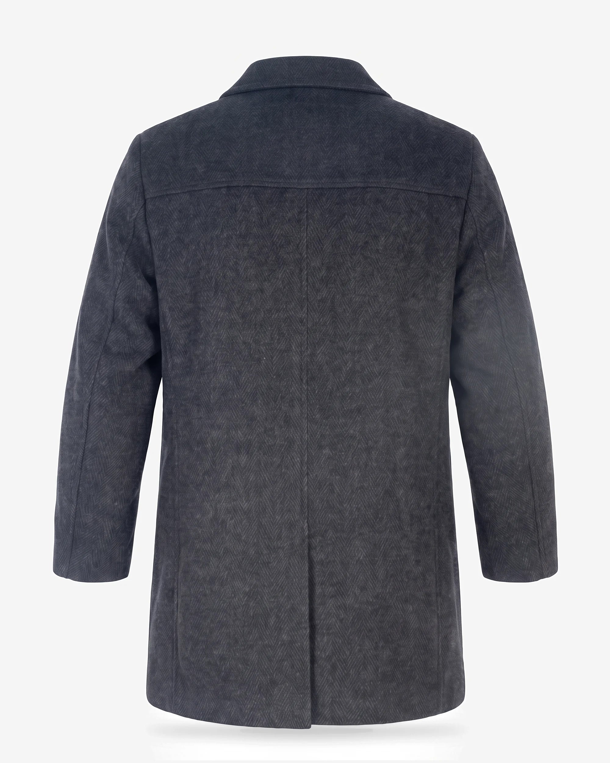 Black Herringbone New City Overcoat — back